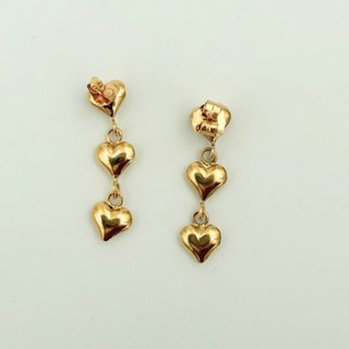 Pendientes Corazones Oro 18K; 0,88g