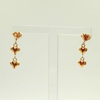 Pendientes Corazones Oro 18K; 0,88g