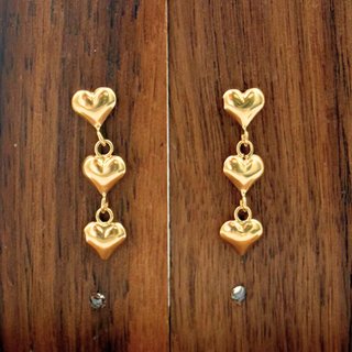 Pendientes Corazones Oro 18K; 0,88g