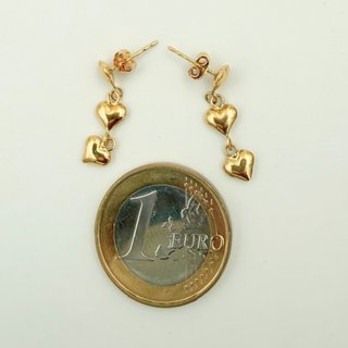 Pendientes Corazones Oro 18K; 0,88g