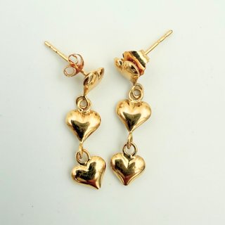 Pendientes Corazones Oro 18K; 0,88g
