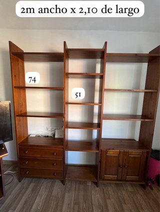 Mueble de salón madera pino 2m ancho