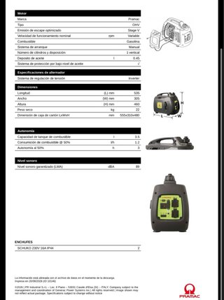 Generador Inverter Pramac PMi2000
