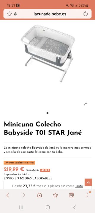 MINICUNA COLECHO JANE BABYSIDE STAR GRIS,COLCHON