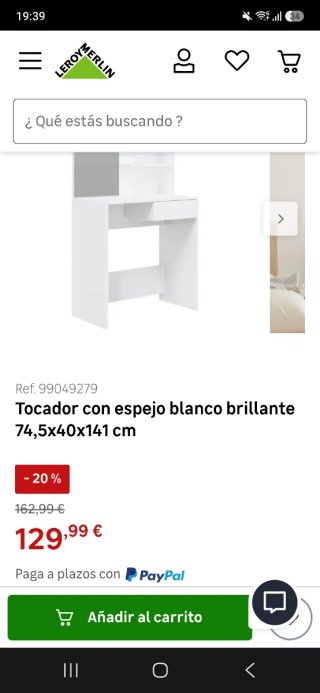 Tocador Blanco con Espejo y Estantes
