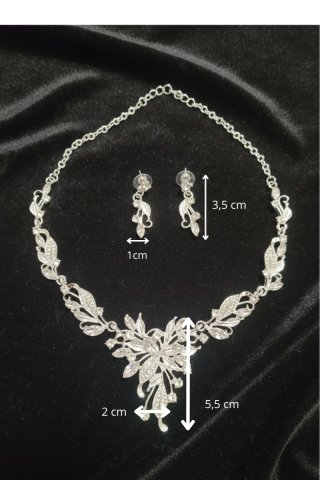 Conjunto Joyas Floral Hojas Plateado Elegante
