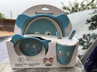 Vajilla Infantil Bambú Unicornio 5 Piezas
