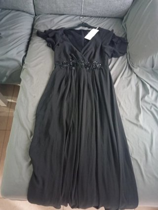 Vestido negro largo mujer