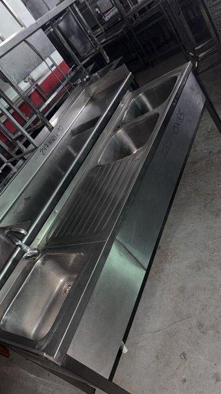 Fregadero Acero Inox 3 Cubas 2.20x60x85