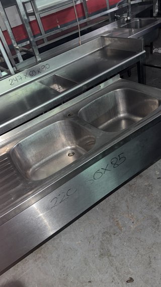 Fregadero Acero Inox 3 Cubas 2.20x60x85