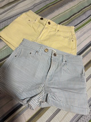 Shorts Stradivarius Rayas Amarillas y Blancas