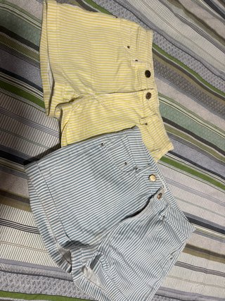 Shorts Stradivarius Rayas Amarillas y Blancas