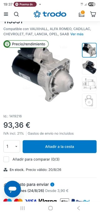 Motor de arranque Cargo 113931