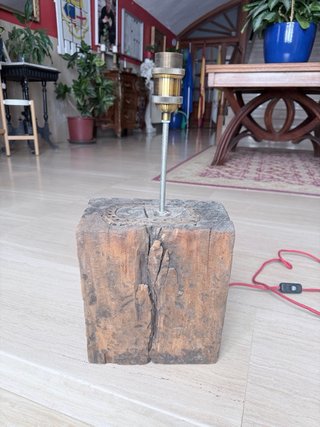 Lámpara Industrial Madera y Metal