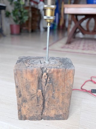 Lámpara Industrial Madera y Metal