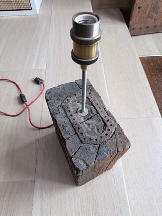 Lámpara Industrial Madera y Metal