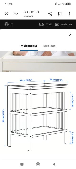 Cambiador y cuna Ikea blanco