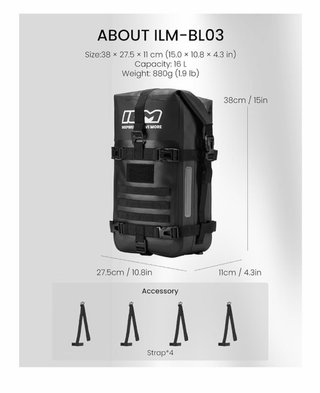 NUEVO Bolsa ILM 16L Impermeable Moto