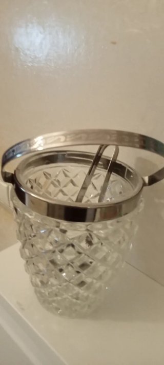Secchiello Ghiaccio Vintage Vetro e Pinza