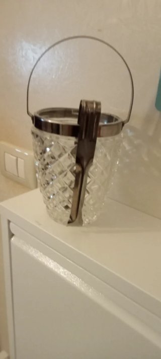 Secchiello Ghiaccio Vintage Vetro e Pinza