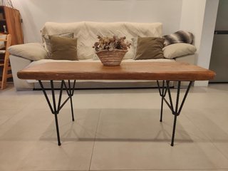 Mesa centro madera natural hecha a mano