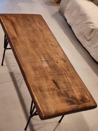 Mesa centro madera natural hecha a mano