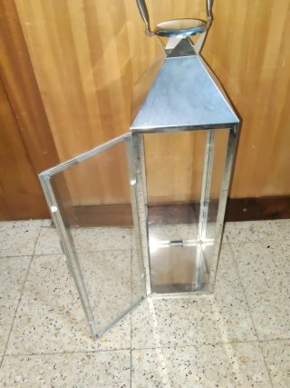 Farol metálico de cristal para interior o exterior