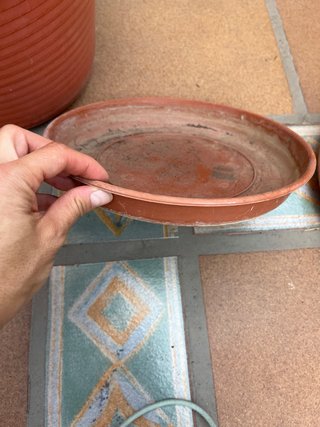 Macetas de plástico marrones