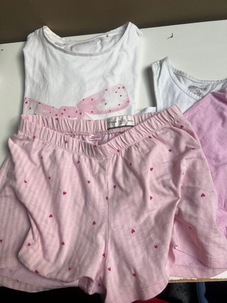 Pijama niña 2 piezas blanco y rosa