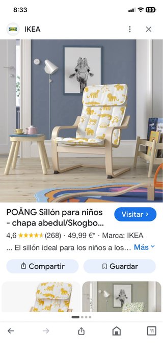 Sillón Poäng infantil Ikea  madera y tela algodón