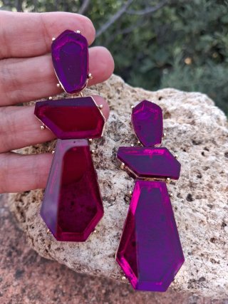 Pendientes Morados y Rosas