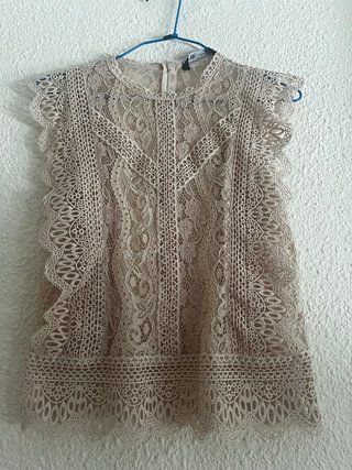 Blusa de Mango calada beige Talla XS