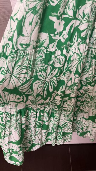 Vestido largo Zara floral verde y blanco Talla S