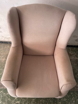 Sillón de tela beige/rosa