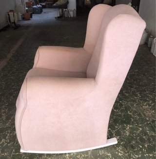 Sillón de tela beige/rosa
