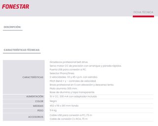 Tocadiscos Fonestar VINYL-12U Negro/Plata