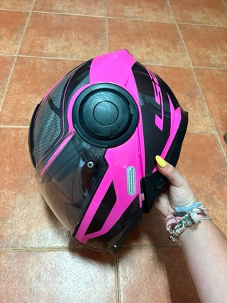 Casco Moto LS2 Rosa y Negro talla s