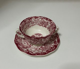 La Cartuja Pickman 202 Rosa Tazas y Sopera