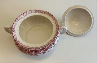 La Cartuja Pickman 202 Rosa Tazas y Sopera