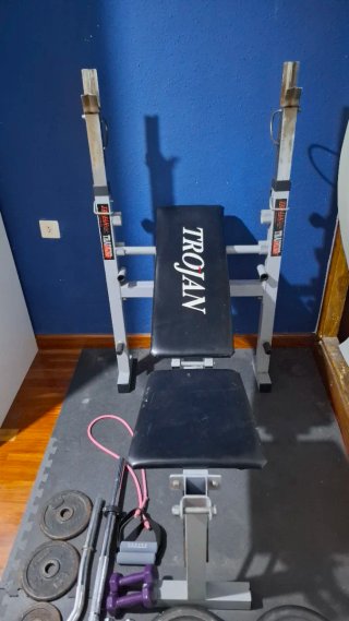 Kit lote gimnasio,press+mancuernas+barraZ+envío VI