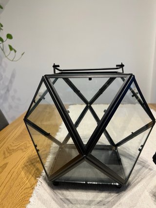Portavelas Geométricos Negro y Cristal