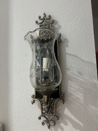 Aplique/Lámpara Pared Antiguo Metal y Cristal