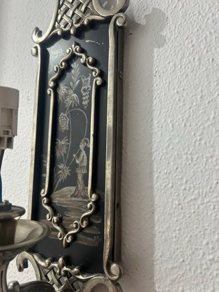 Aplique/Lámpara Pared Antiguo Metal y Cristal