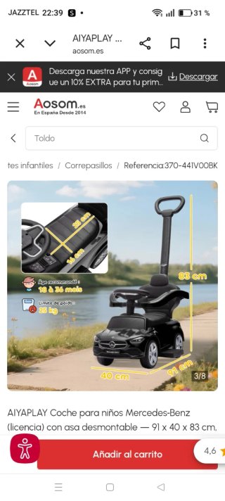 Cochecito correpasillos Mercedes Benz
