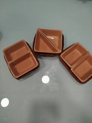 Set 6 Boles Aperitivos Cerámica y Mimbre