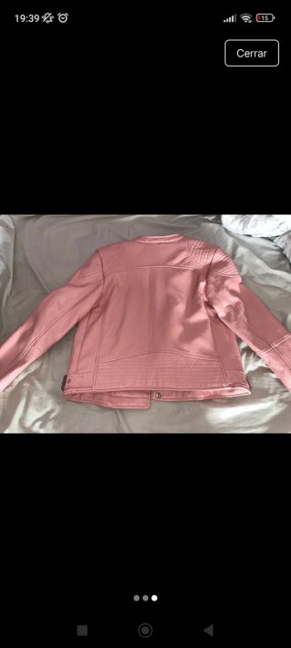 Cazadora cuero rosa efecto piel