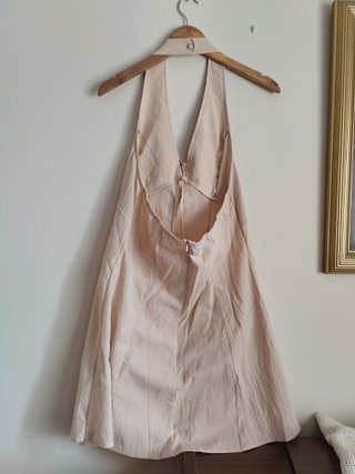 Vestido halter lino beige talla L