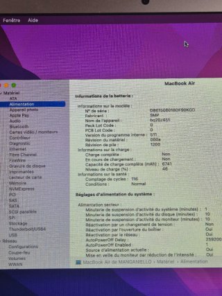 MacBook Air 13 (2015) 8GB RAM - Batería 116 ciclos