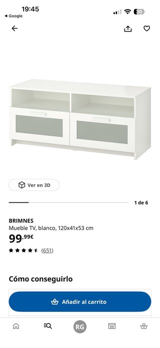 Mueble TV Ikea BRIMNES blanco