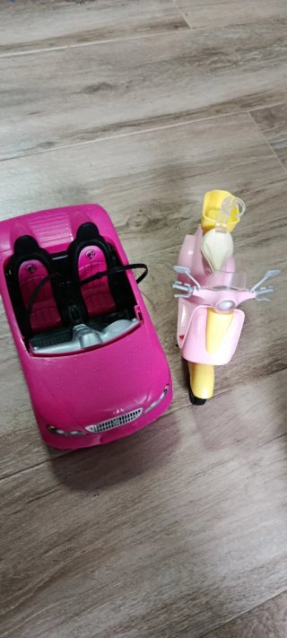 Coche y Moto Barbie Rosa